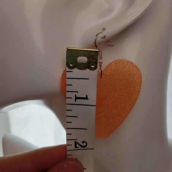 Orange Heart-Shaped Earrings - Picture 5 of 5